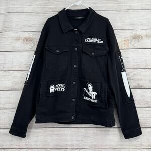 Halloween Michael Myers Denim Jacket Mens XL Black Haddonfield John Carpenter